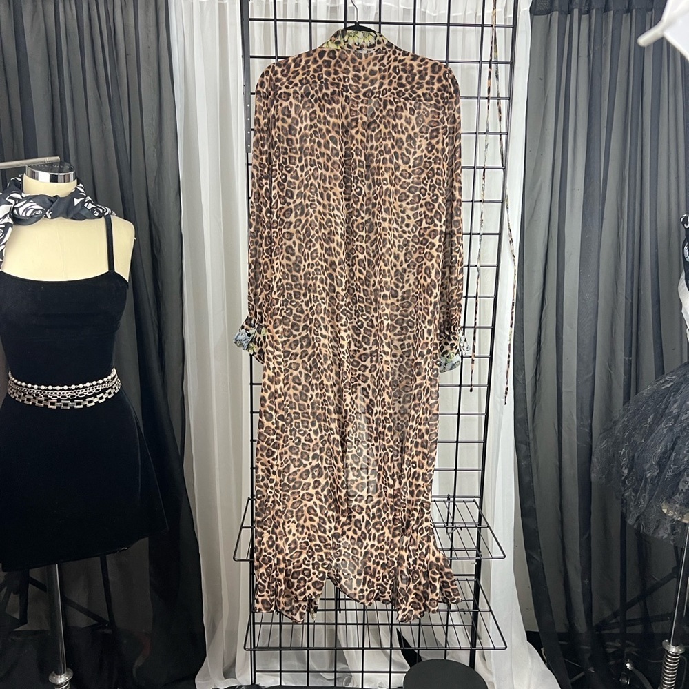 White House Black Market Leopard Print Long Sleeve Dress - Picture 10 of 14